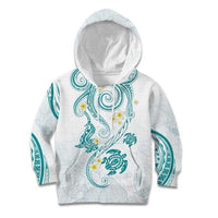 Polynesia Tribal Kid Hoodie Teal Plumeria Tentacles
