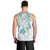 Polynesia Tribal Men Tank Top Teal Plumeria Tentacles
