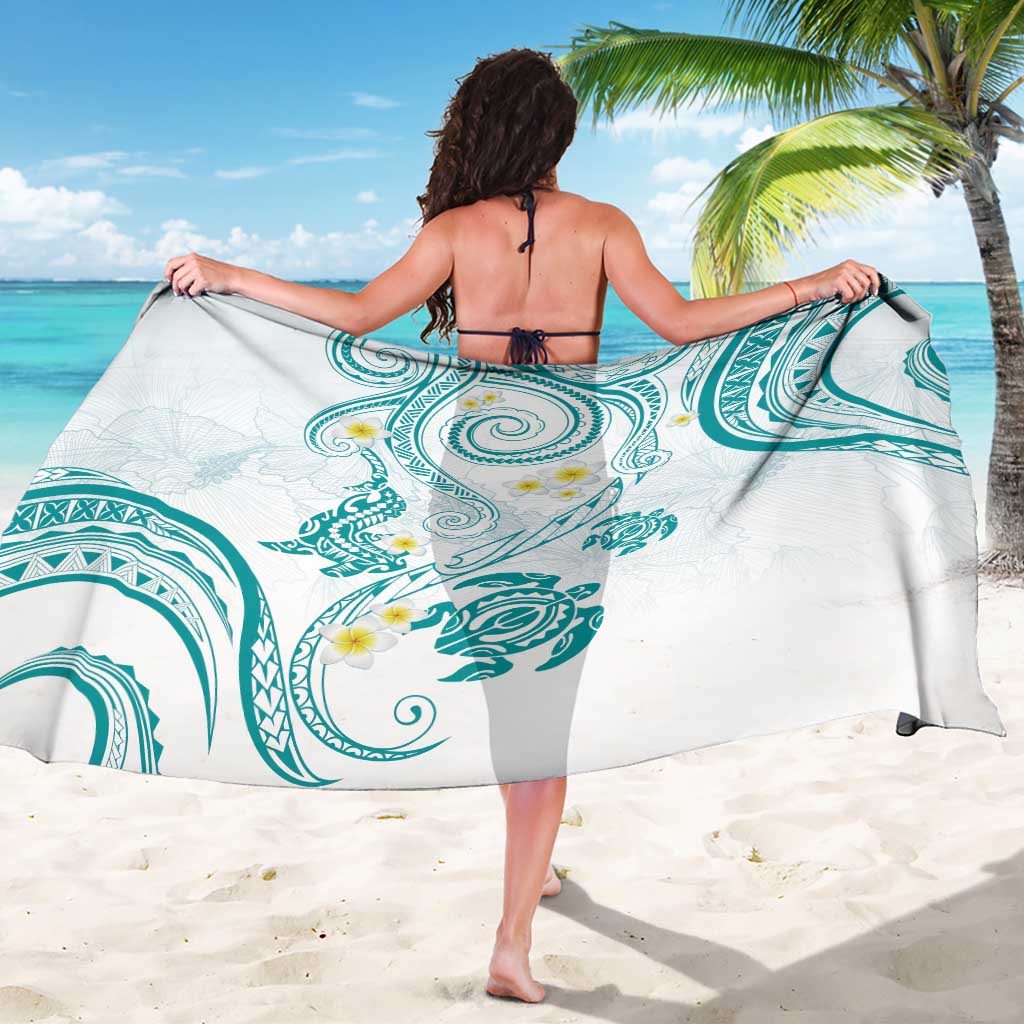 Polynesia Tribal Sarong Teal Plumeria Tentacles
