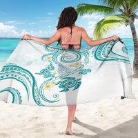 Polynesia Tribal Sarong Teal Plumeria Tentacles