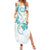 Polynesia Tribal Summer Maxi Dress Teal Plumeria Tentacles