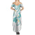 Polynesia Tribal Summer Maxi Dress Teal Plumeria Tentacles