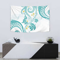Polynesia Tribal Tapestry Teal Plumeria Tentacles