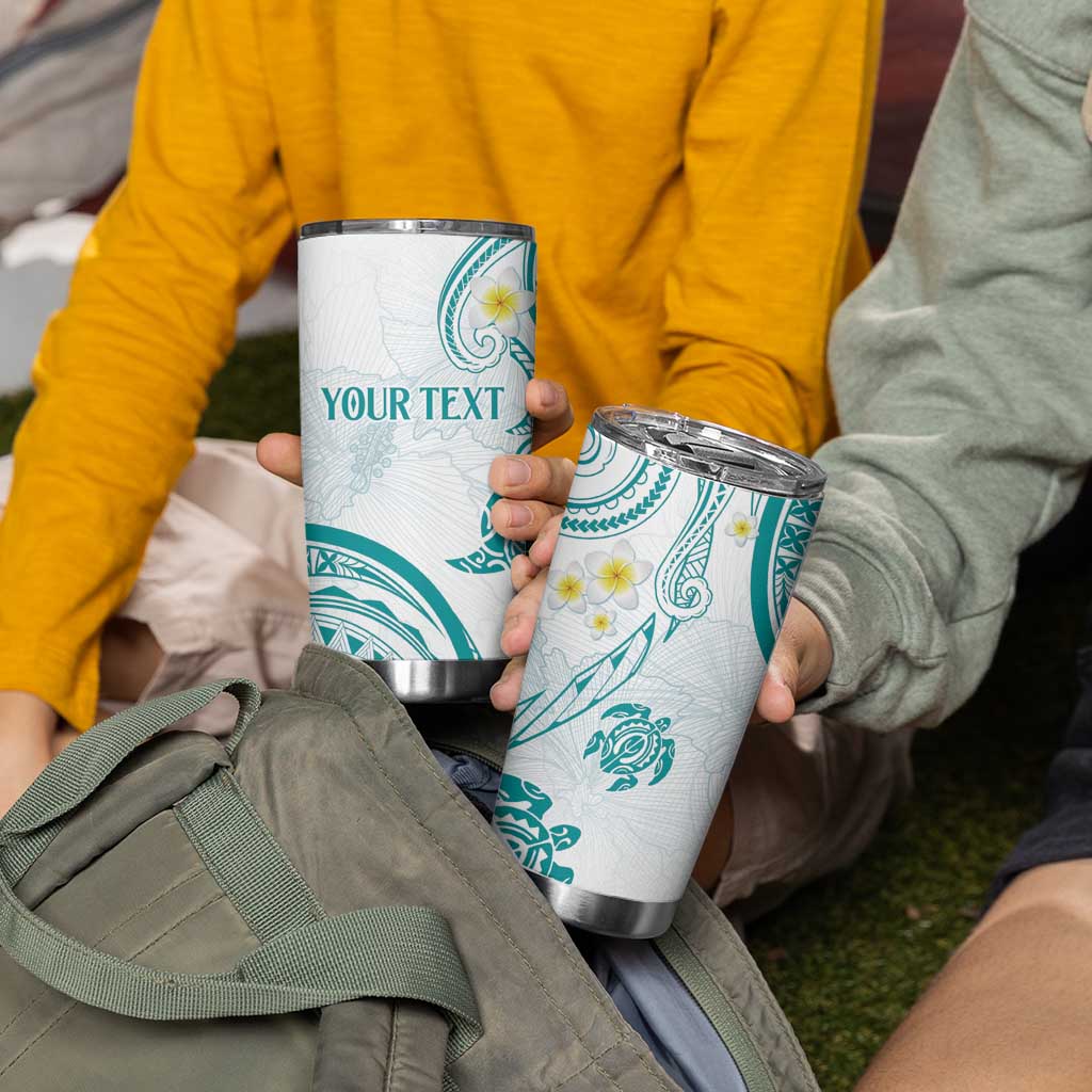 Polynesia Tribal Tumbler Cup Teal Plumeria Tentacles