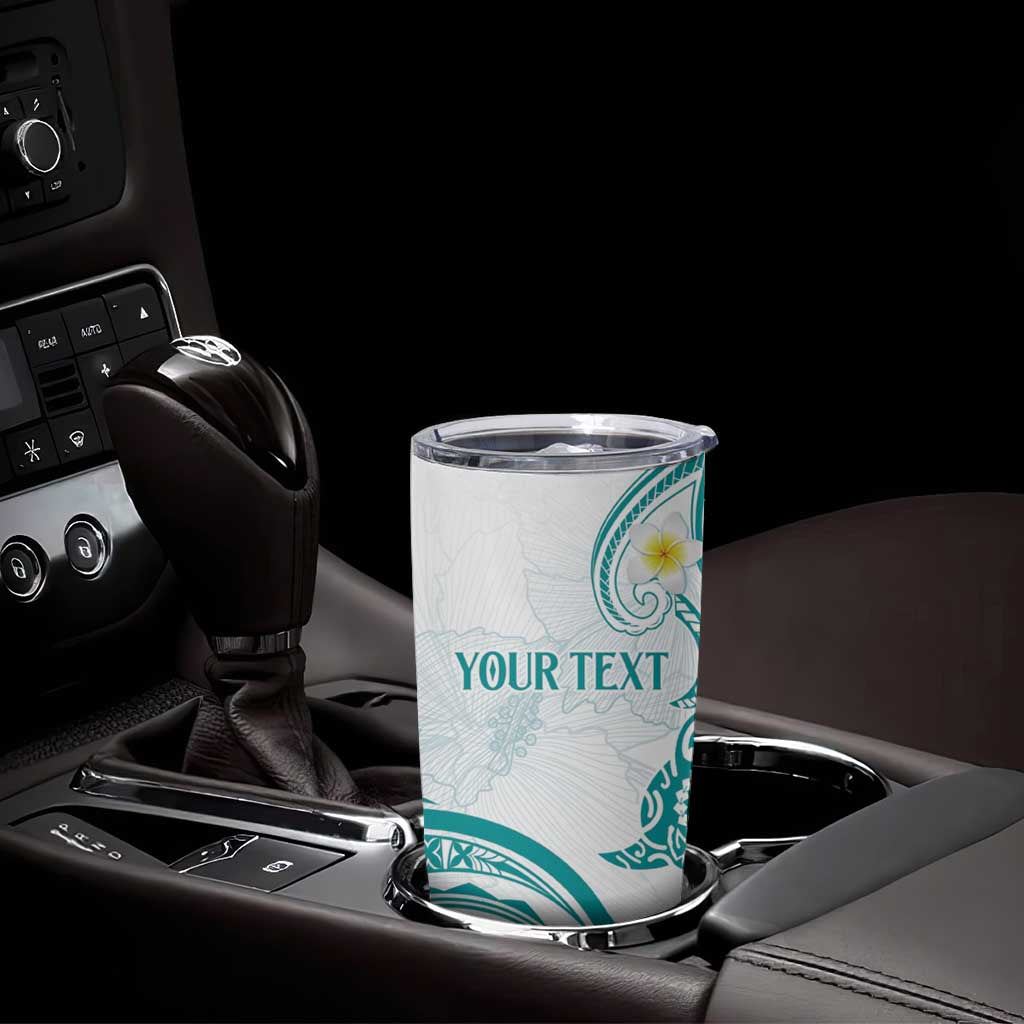 Polynesia Tribal Tumbler Cup Teal Plumeria Tentacles