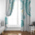 Polynesia Tribal Window Curtain Teal Plumeria Tentacles