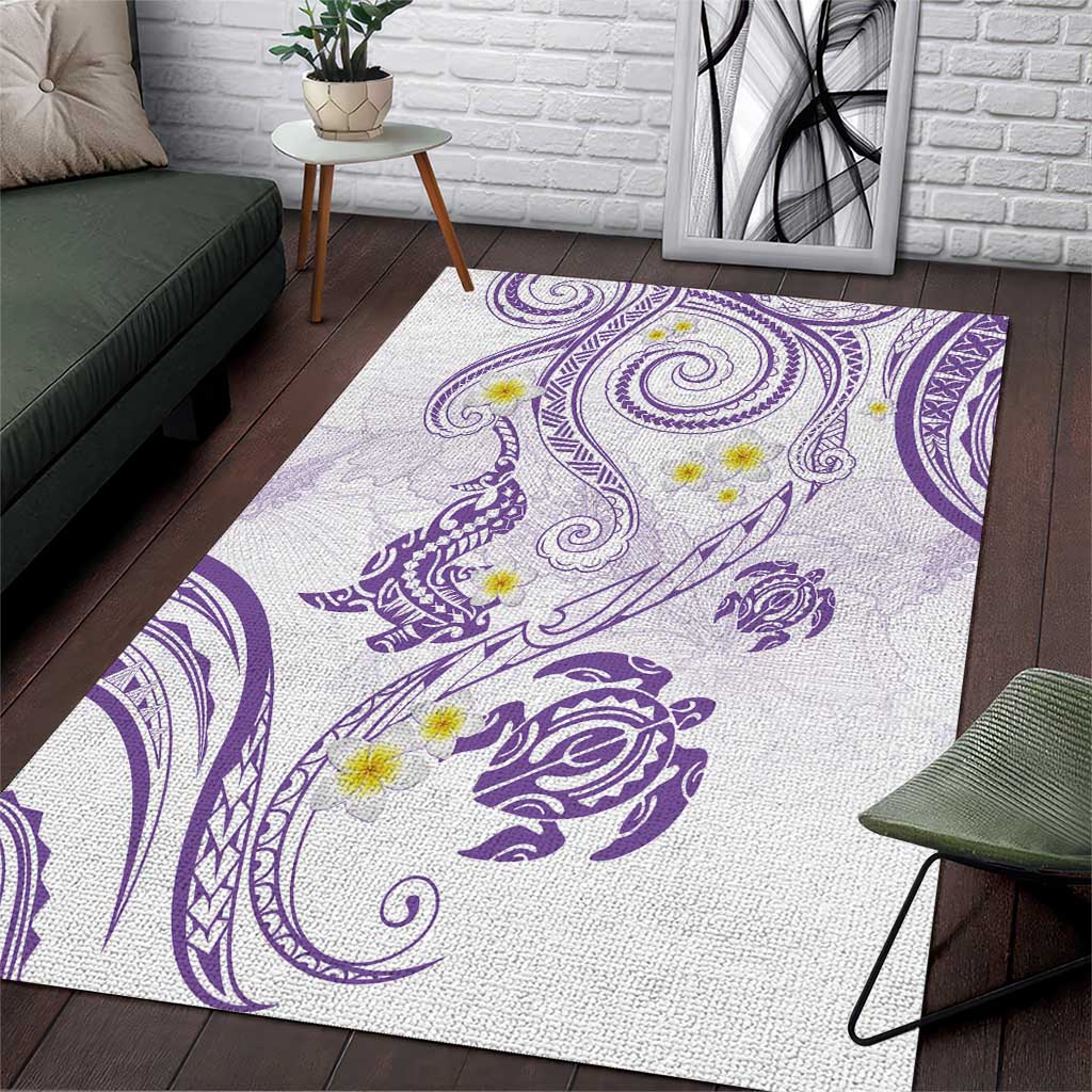 Polynesia Tribal Area Rug Lilac Plumeria Tentacles