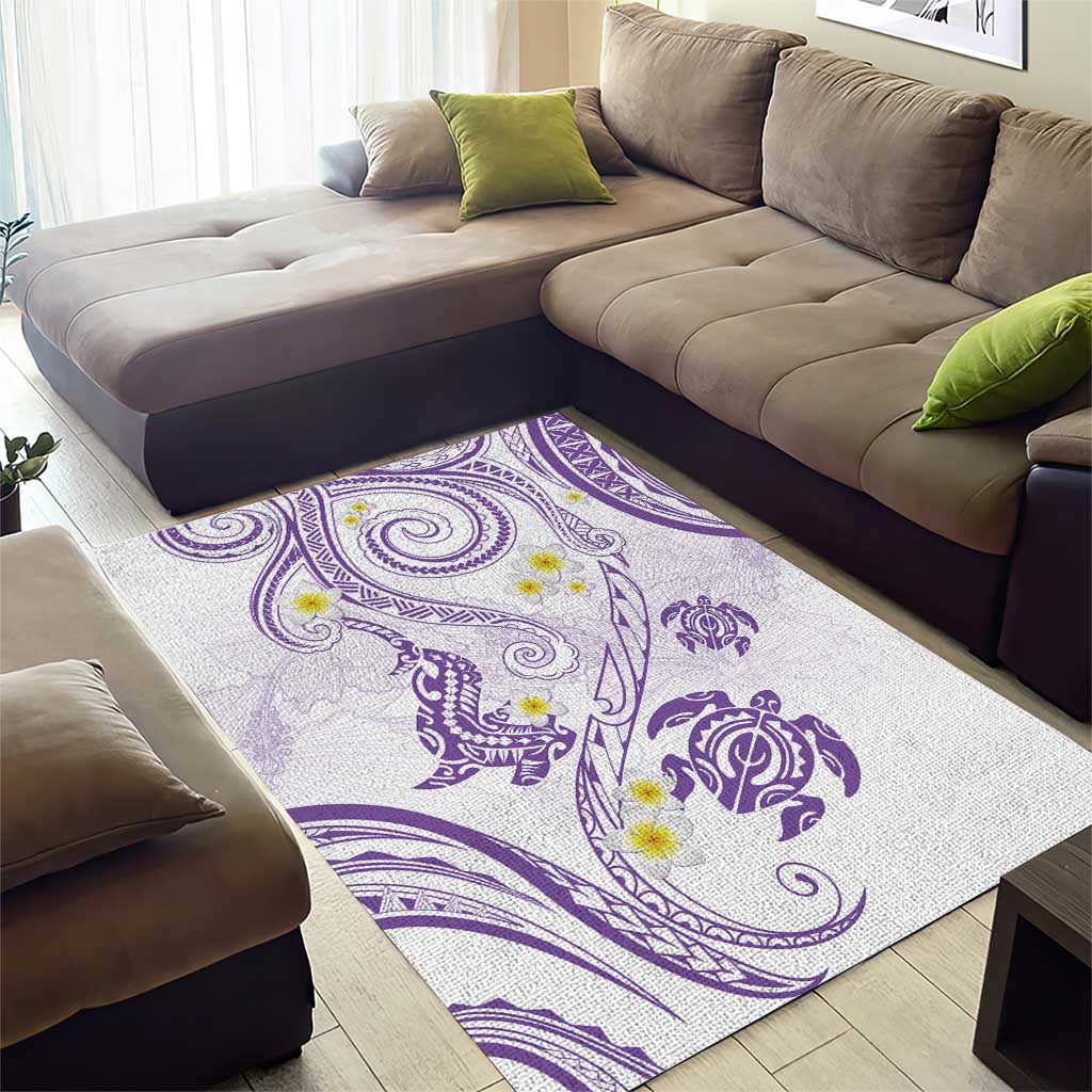 Polynesia Tribal Area Rug Lilac Plumeria Tentacles