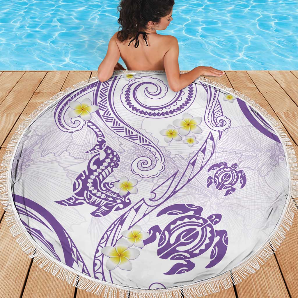 Polynesia Tribal Beach Blanket Lilac Plumeria Tentacles
