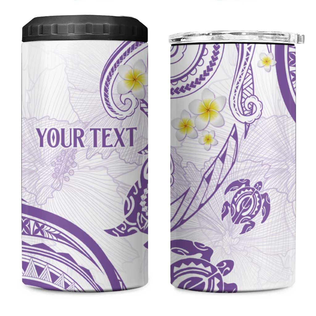 Polynesia Tribal 4 in 1 Can Cooler Tumbler Lilac Plumeria Tentacles