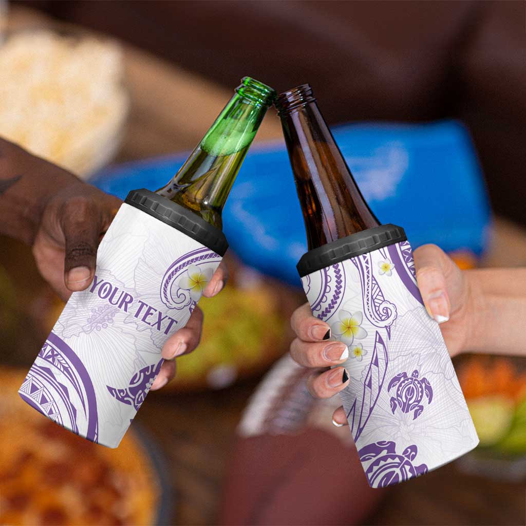 Polynesia Tribal 4 in 1 Can Cooler Tumbler Lilac Plumeria Tentacles