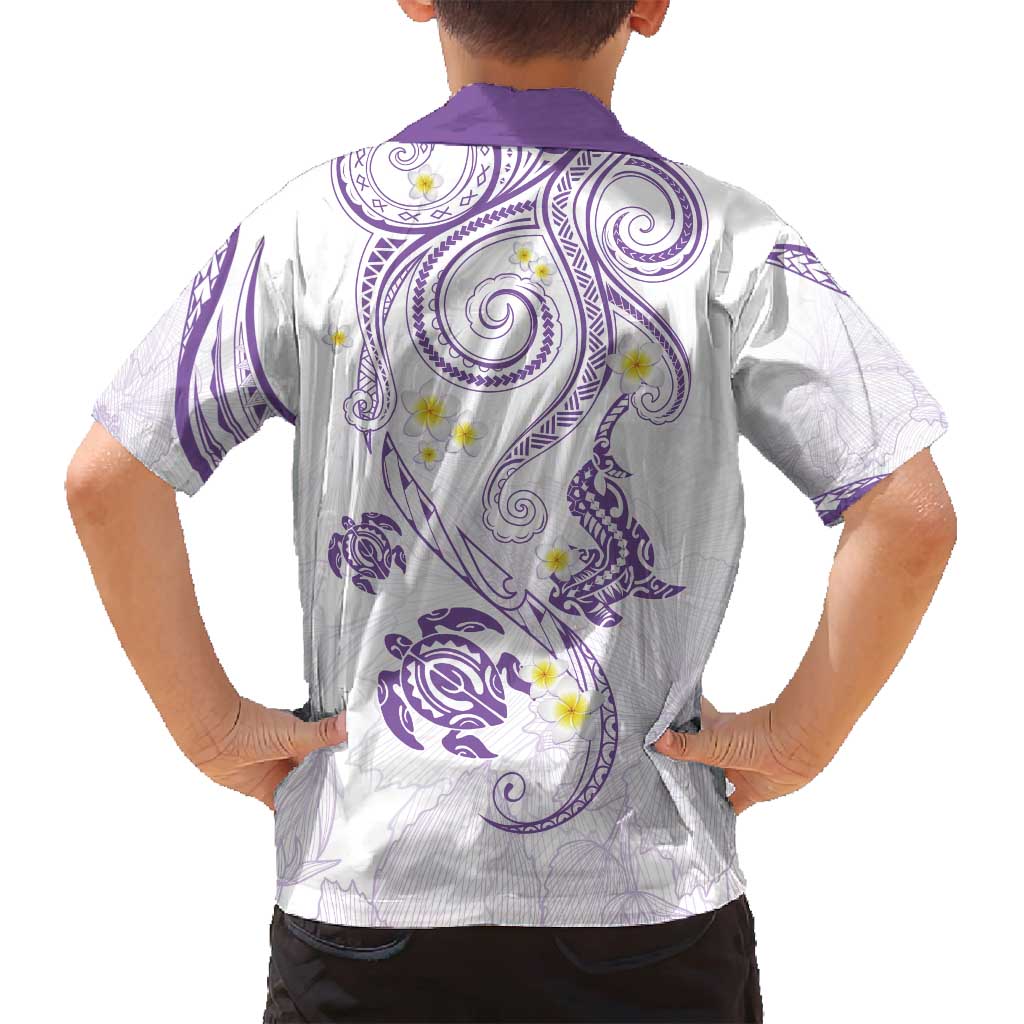 Polynesia Tribal Family Matching Long Sleeve Bodycon Dress and Hawaiian Shirt Lilac Plumeria Tentacles