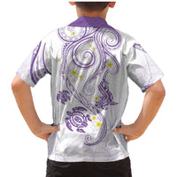 Polynesia Tribal Family Matching Mermaid Dress and Hawaiian Shirt Lilac Plumeria Tentacles