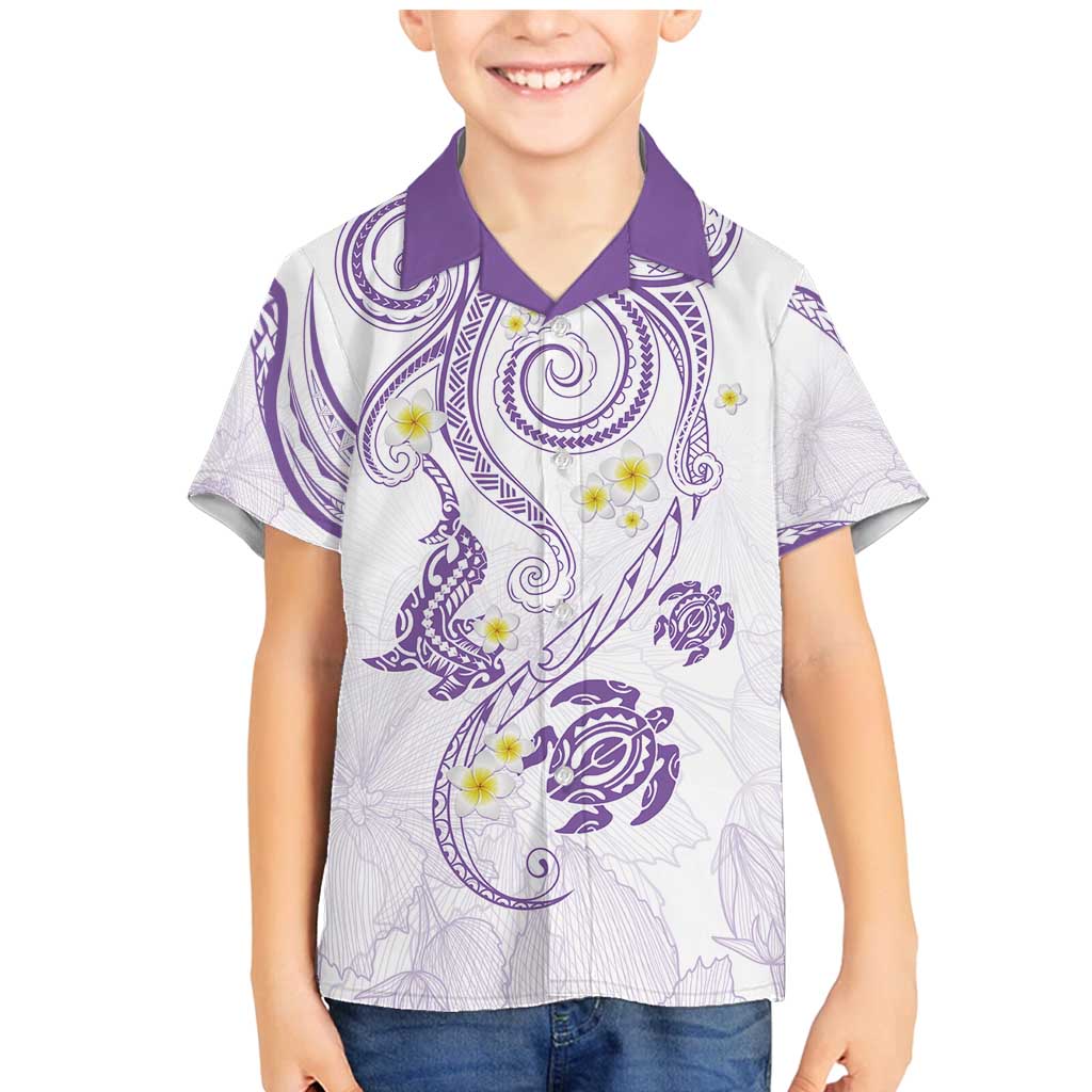 Polynesia Tribal Family Matching Mermaid Dress and Hawaiian Shirt Lilac Plumeria Tentacles