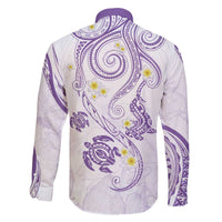 Polynesia Tribal Family Matching Off The Shoulder Long Sleeve Dress and Hawaiian Shirt Lilac Plumeria Tentacles