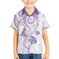 Polynesia Tribal Family Matching Short Sleeve Bodycon Dress and Hawaiian Shirt Lilac Plumeria Tentacles