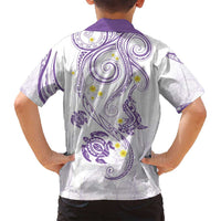 Polynesia Tribal Family Matching Summer Maxi Dress and Hawaiian Shirt Lilac Plumeria Tentacles