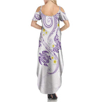Polynesia Tribal Family Matching Summer Maxi Dress and Hawaiian Shirt Lilac Plumeria Tentacles