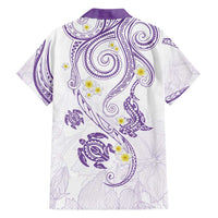 Polynesia Tribal Family Matching Tank Maxi Dress and Hawaiian Shirt Lilac Plumeria Tentacles
