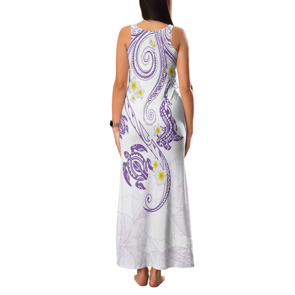 Polynesia Tribal Family Matching Tank Maxi Dress and Hawaiian Shirt Lilac Plumeria Tentacles