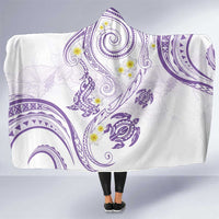 Polynesia Tribal Hooded Blanket Lilac Plumeria Tentacles