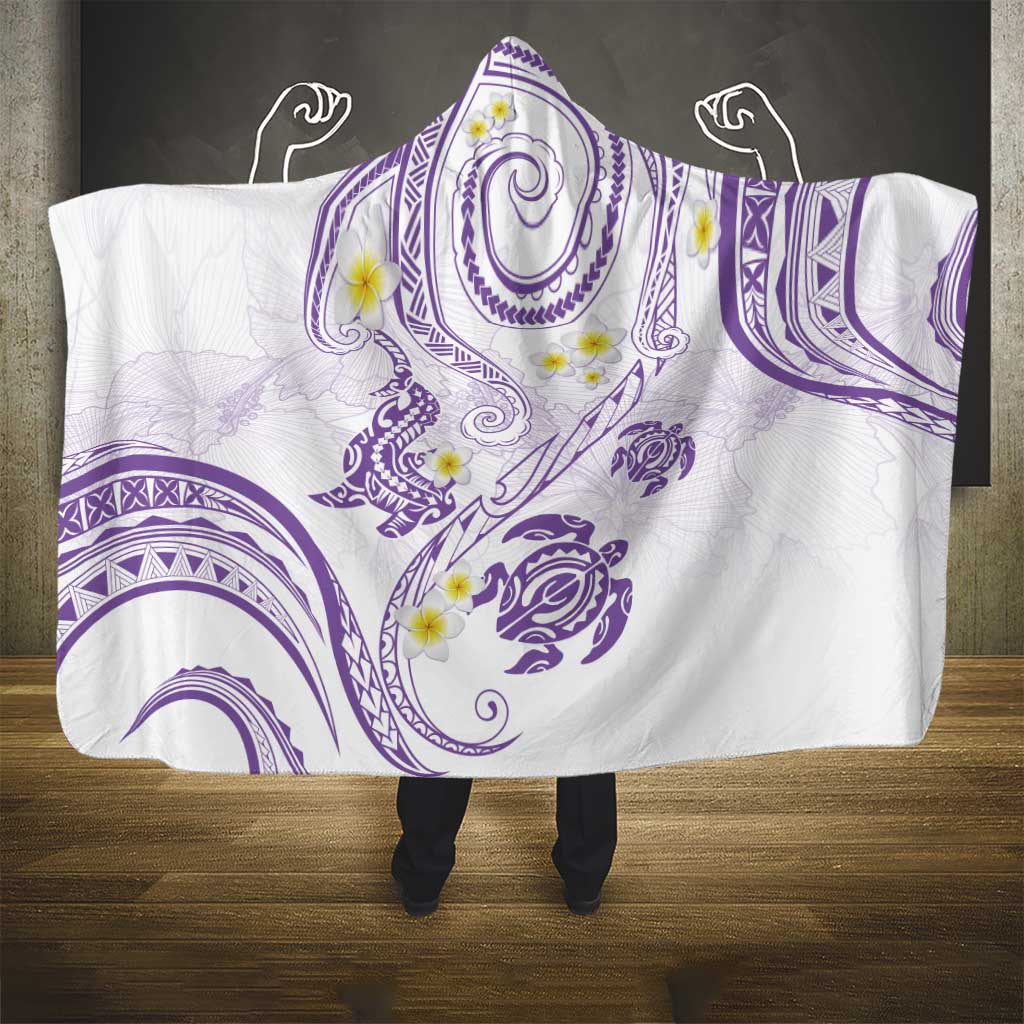 Polynesia Tribal Hooded Blanket Lilac Plumeria Tentacles