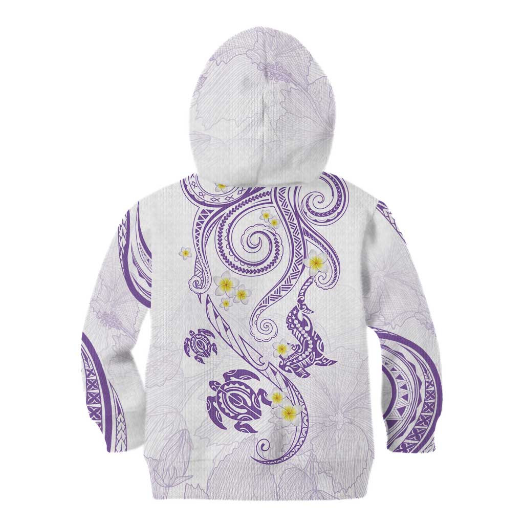 Polynesia Tribal Kid Hoodie Lilac Plumeria Tentacles
