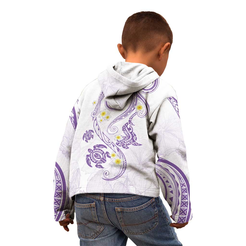 Polynesia Tribal Kid Hoodie Lilac Plumeria Tentacles
