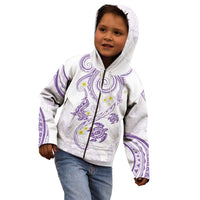 Polynesia Tribal Kid Hoodie Lilac Plumeria Tentacles