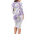 Polynesia Tribal Long Sleeve Bodycon Dress Lilac Plumeria Tentacles