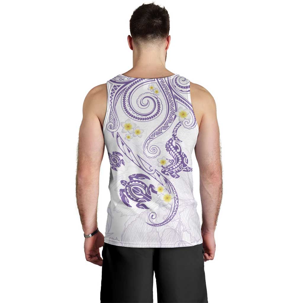 Polynesia Tribal Men Tank Top Lilac Plumeria Tentacles