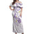 Polynesia Tribal Off Shoulder Maxi Dress Lilac Plumeria Tentacles