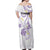 Polynesia Tribal Off Shoulder Maxi Dress Lilac Plumeria Tentacles