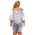 Polynesia Tribal Off Shoulder Short Dress Lilac Plumeria Tentacles