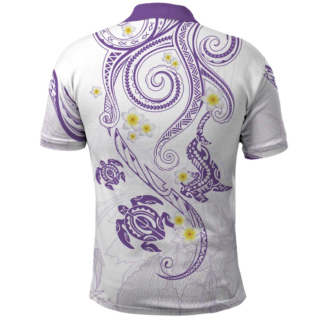 Polynesia Tribal Polo Shirt Lilac Plumeria Tentacles