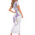 Polynesia Tribal Short Sleeve Bodycon Dress Lilac Plumeria Tentacles