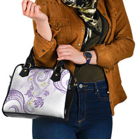 Polynesia Tribal Shoulder Handbag Lilac Plumeria Tentacles