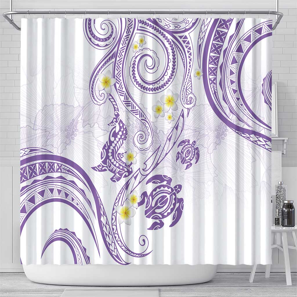 Polynesia Tribal Shower Curtain Lilac Plumeria Tentacles