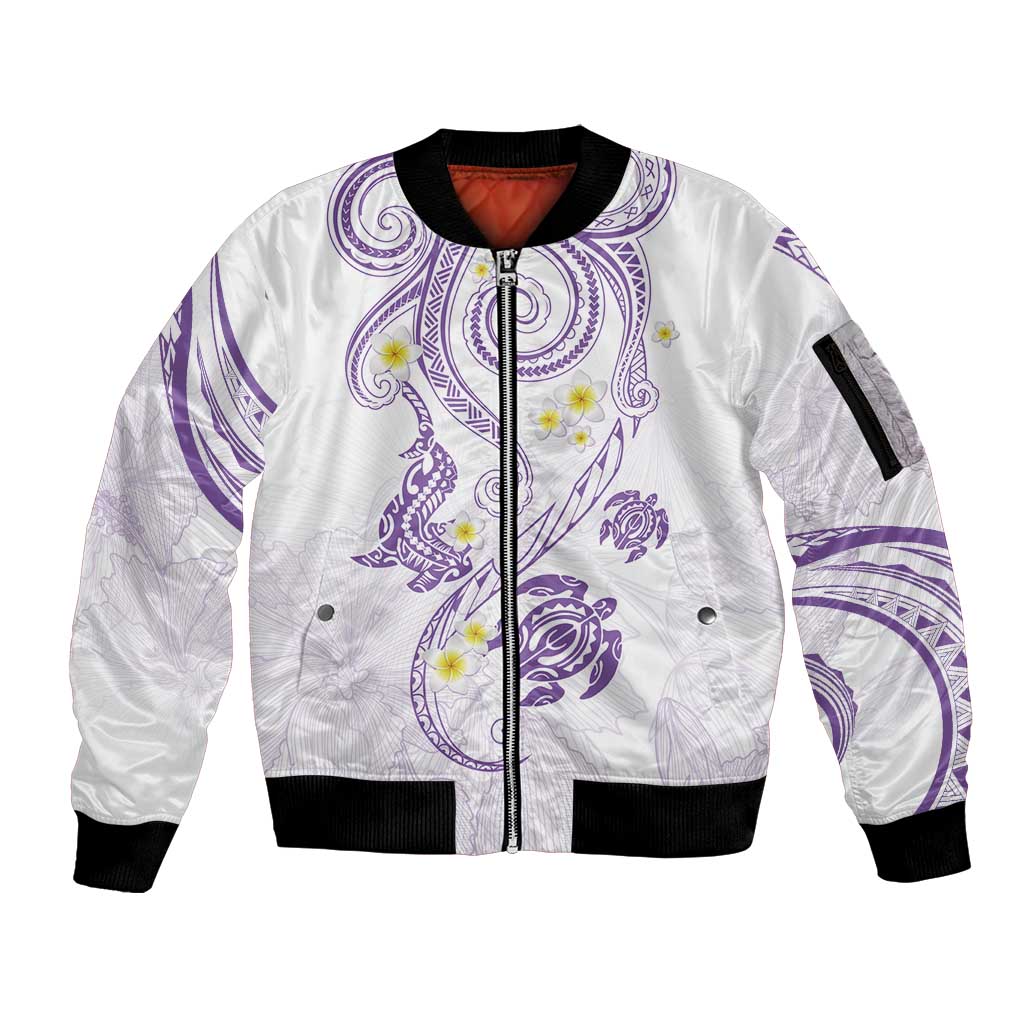 Polynesia Tribal Sleeve Zip Bomber Jacket Lilac Plumeria Tentacles LT7 Unisex Lilac - Polynesian Pride