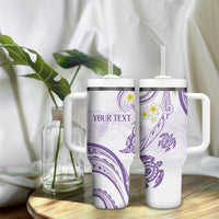 Polynesia Tribal Tumbler With Handle Lilac Plumeria Tentacles