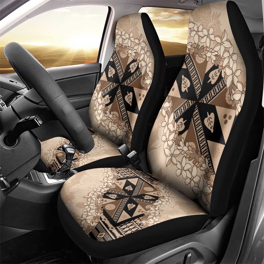 Bula Fiji Plumeria Tagimoucia Salusalu Beige Car Seat Cover Kaiviti Masi LT7 - Polynesian Pride