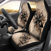 Bula Fiji Plumeria Tagimoucia Salusalu Beige Car Seat Cover Kaiviti Masi LT7 - Polynesian Pride