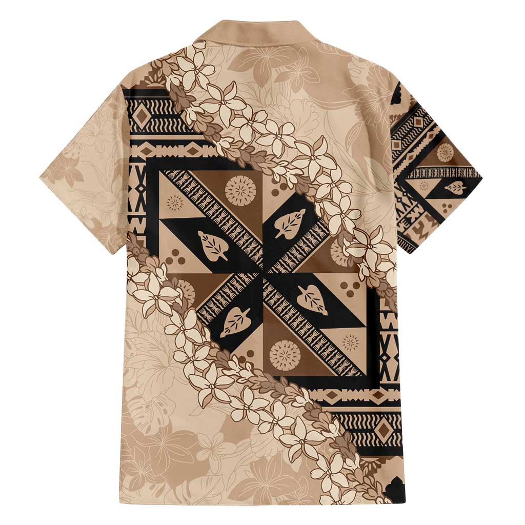 Bula Fiji Plumeria Tagimoucia Salusalu Beige Family Matching Summer Maxi Dress and Hawaiian Shirt Kaiviti Masi LT7 - Polynesian Pride