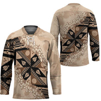 Bula Fiji Plumeria Tagimoucia Salusalu Beige Hockey Jersey Kaiviti Masi LT7 - Polynesian Pride