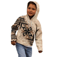 Bula Fiji Plumeria Tagimoucia Salusalu Beige Kid Hoodie Kaiviti Masi LT7 - Polynesian Pride