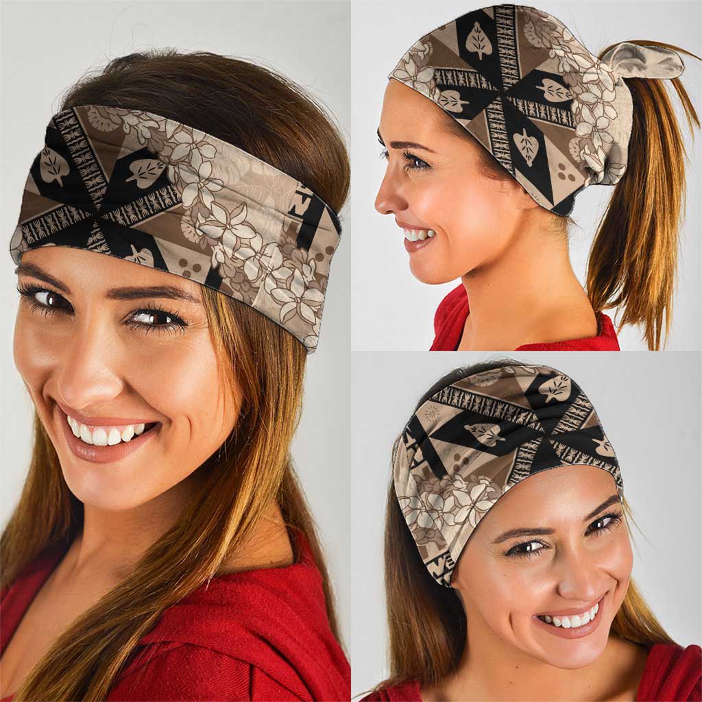 Bula Fiji Plumeria Tagimoucia Salusalu Beige Neck Gaiter Kaiviti Masi - Polynesian Pride