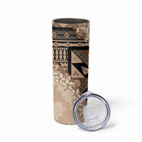 Bula Fiji Plumeria Tagimoucia Salusalu Beige Skinny Tumbler Kaiviti Masi LT7 - Polynesian Pride