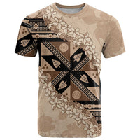 Bula Fiji Plumeria Tagimoucia Salusalu Beige T Shirt Kaiviti Masi LT7 Beige - Polynesian Pride