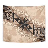 Bula Fiji Plumeria Tagimoucia Salusalu Beige Tapestry Kaiviti Masi - Polynesian Pride
