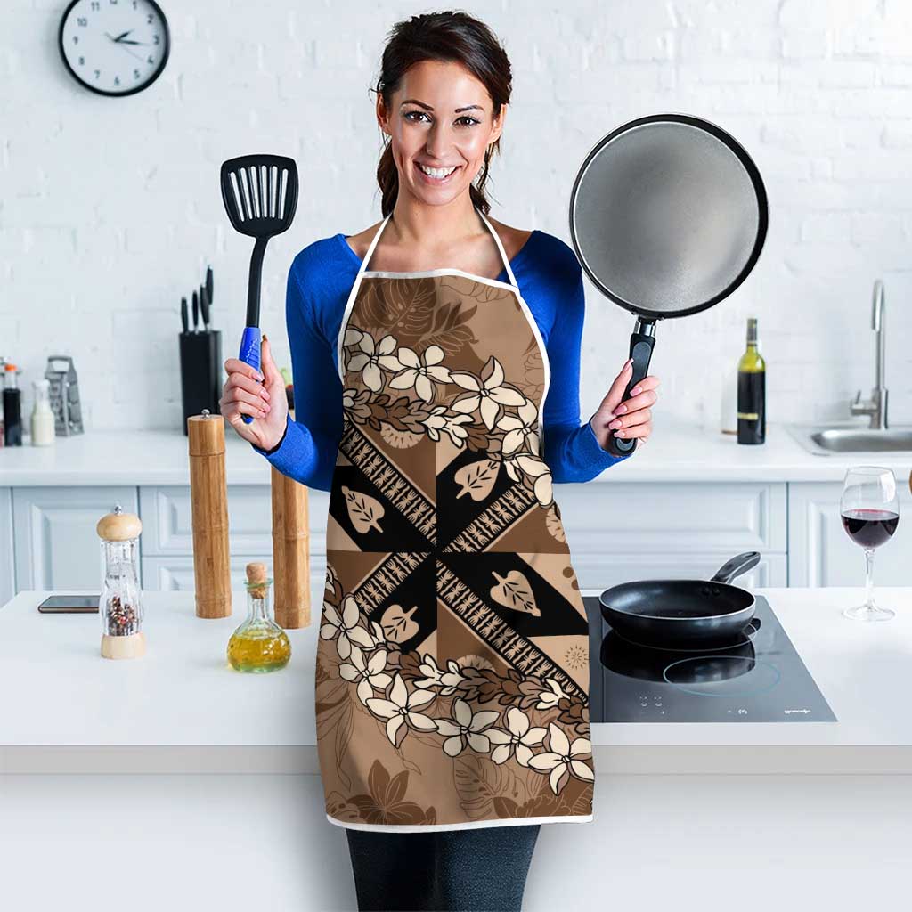 Bula Fiji Plumeria Tagimoucia Salusalu Mocha Apron Kaiviti Masi - Polynesian Pride
